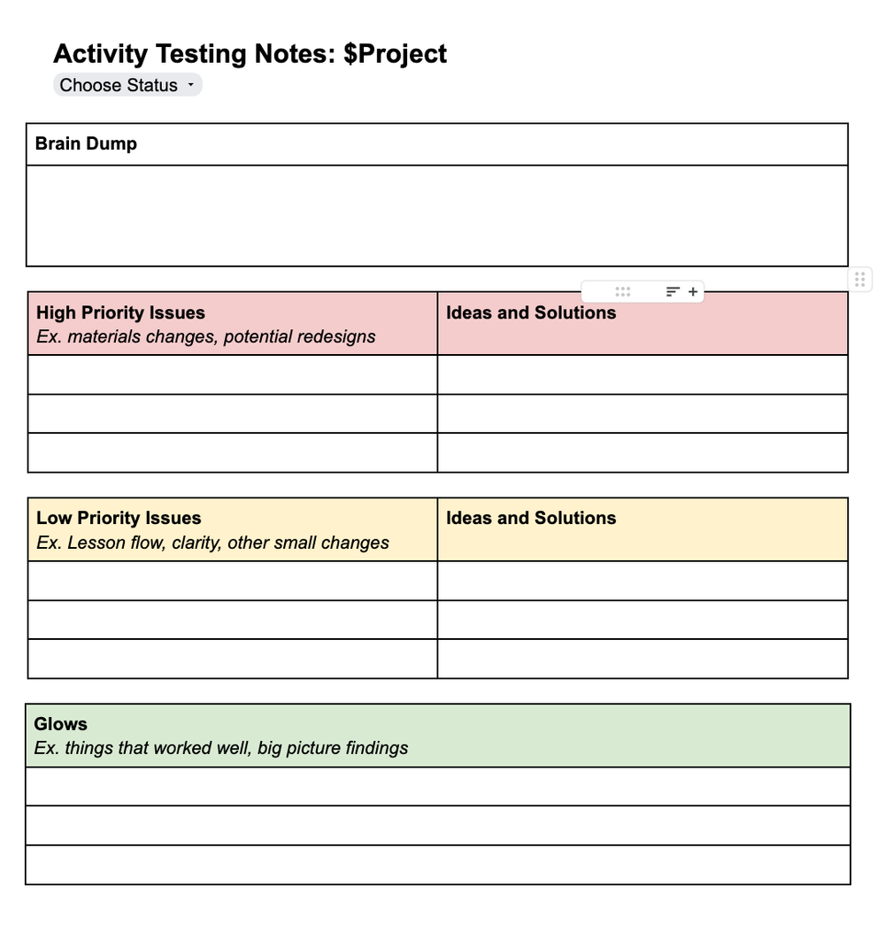 Testing notes